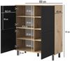 Kommode 4-Türig, Aufbewahrungsschrank, Sideboard, 100 cm, Artisan/Schwarz, Loft-Design, Masimo, 112 x 40 x 100 cm Bild 2