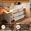 Merax LED Sideboard, Kommode 150 x 40 x 78 cm mit 6 Schubladen & 2 Türen, Schwebendes Design Anrichte, Wohnzimmerschrank Flurschrank mit Riffelfronten, Weiß Bild 5