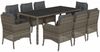 vidaXL 9-tlg. Garten-Essgruppe mit Kissen Grau Poly Rattan 3211859 Bild 2