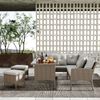 Merax Einfacher 7-Sitzer-Esstisch, Sofa und Hocker, Stahlkonstruktion, UV-beständiges PE-Rattan, abnehmbare und waschbare Kissen, Khaki Bild 4