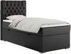 Boxspringbett PERA, Polsterbett mit Kopfstütze, gepolsterte Kopfstütze, Einzelbett, 90x200 - Schwarz Kunstleder - links - H3 Bild 2