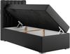 Boxspringbett PERA, Polsterbett mit Kopfstütze, gepolsterte Kopfstütze, Einzelbett, 90x200 - Schwarz Kunstleder - links - H3 Bild 3