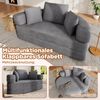 LVHOM Schlafsofa mit 3 Kissen, Klappsofa mit Schlaffunktion, Bodensofa, Schlafcouch aus Cordstoff, 2-Sitzer sofa Loungesofa, Rundsofa 173x176x60 cm, Grau Bild 2
