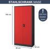 Mehrzweckschrank Metall abschließbar DAWID - Funktionaler Metallschrank | Schließfachschrank Putzmittelschrank Besenschrank Vorratsschrank, 185x90x45cm Anthrazit-Rot Bild 2