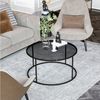 Couchtisch Kolari aus Rauchglas 45 x Ø80 cm Schwarz/Transparent [en. casa] Bild 2