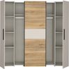 Forte KALIXTUS Kleiderschrank 200, moderner Dreh-/Schwebetürenschrank, 4-türig, geräumig, Holzwerkstoff, Eiche Holzdekor / Kaschmir Beige, 200,1 cm breit x 190,5 cm hoch x 61,2 cm tief Bild 4