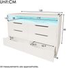 Sideboard 120 x 40 x 85 cm mit 6 Schubladen und LED-Beleuchtung – weiße Kommode mit offenem Fach in Marmoroptik Bild 4