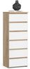 Home Collective Kommode 40 cm breit Holz Highboard Sideboard für Flur Schlafzimmer Wohnzimmer (Mehrzweckschrank Schrank schmal Kommode Schlafzimmer mit Schubladen), Kinderzimmer Organizer, 109 cm hoch mit 6 Schubladen sonoma-weiß Bild 4