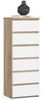 Home Collective Kommode 40 cm breit Holz Highboard Sideboard für Flur Schlafzimmer Wohnzimmer (Mehrzweckschrank Schrank schmal Kommode Schlafzimmer mit Schubladen), Kinderzimmer Organizer, 109 cm hoch mit 6 Schubladen sonoma-weiß Bild 5