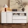Modernes, minimalistisches Sideboard,Doppeltüren,Doppelschubladen,Offene Regale,Multifunktionaler Aufbewahrungsschrank für Wohn- und Esszimmer Bild 2