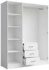 Home affaire Kleiderschrank KOS Garderobe mit 3 Schubladen, Kleiderstange, 4 Einlegeböden, Spiegel Wäscheschrank mit 3 Drehtüren, silber Griffen, Maße B/H/T 150/200/58cm Bild 3