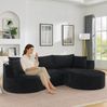 3-Sitzer Sofa 76cm×264cm×168cm mit Getränkehaltern und Kissen – bogenförmiges Design in Schwarz Bild 4