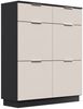 Schuhschrank Domus-XXL 2 Softeinzüge 4 Klappen 16 Paar lackiert Creme-Grafit : Creme / Grafit Bild 5