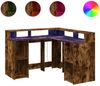 vidaXL LED-Schreibtisch Räuchereiche 130x130x91 cm Holzwerkstoff 3309451 Bild 2