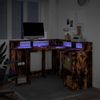 vidaXL LED-Schreibtisch Räuchereiche 130x130x91 cm Holzwerkstoff 3309451 Bild 5
