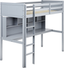 Hochbett mit Schreibtisch Kiefernholz FOUCAMONT 90 x 200 cm Grau Bild 4