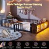 Kinderbett mit LED-Streifen, Regal, Zaun, Lattenrost und Tür, 140x200 cm, Einzelbett mit Rausfallschutz, Metallbett Bild 4