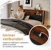 PXloue Polsterbett Stauraumbett Geeignet für kleine Wohnungen (Kopfteil mit 2 USB-Anschlüsse und 1 Typ-C-Ladeport), Hydraulisches Doppelbett, mit LED-Leisten, PU, 160x200 Bild 4