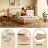 Merax Kinder Polsterbett, 90x200cm Einzelbett, Gepolstertes PU-Kopfteil, elegantes Wellendesign, stabiler Lattenrost, Massivholzrahmen, Beige Bild 5