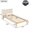 Merax Kinder Polsterbett, 90x200cm Einzelbett, Gepolstertes PU-Kopfteil, elegantes Wellendesign, stabiler Lattenrost, Massivholzrahmen, Beige Bild 4
