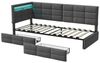 Gdood Polsterbett Daybett Jugendbett Tagesbett (1-tlg, 2 Schubladen, Geeignet für Jungen und Mädchen), Mit LED-Beleuchtung, Ladefunktion, Leinen, 90x200 cm Bild 4