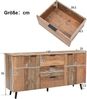 Sideboard 140 x 35 x 70 cm aus Spanplatte in Antikbraun mit 3 Schubladen & verstellbaren Regalen Bild 3