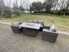 Fimous 5 Sitzer Outdoor PE Rattan Gartenmöbel Gas Feuer Grube Esstisch Lounge Sofa 2 Piece Sessel Dunkelgrau gemischte Terrasse Bild 2
