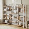 VASAGLE Aufbewahrungsregal, mit 14 Ablagen, Bücherregal, Industrie-Design, goldeichenfarben-weiß Bild 2