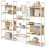 VASAGLE Aufbewahrungsregal, mit 14 Ablagen, Bücherregal, Industrie-Design, goldeichenfarben-weiß Bild 3