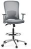 hjh OFFICE Counterstuhl Ergonomisch Top Work 44 W – Hoher Verstellbarer Arbeitsstuhl aus Netzstoff, Höhenverstellbare Armlehnen, Lendenwirbelstütze & Fußring, Grau Bild 4