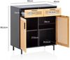 Sideboard 80x86,5x40 cm Kommode Schwarz mit Wiener Geflecht, Hoher Kommodensc... Bild 4