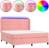 vidaXL Boxspringbett mit Matratze & LED Rosa 180x200 cm Samt 3139822 Bild 2