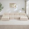 4-Sitzer Wohnlandschaft H 79 x T 366 x B 165 cm aus granuliertem Fleece, modular erweiterbar, in Beige-Weiß Bild 2