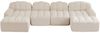 4-Sitzer Wohnlandschaft H 79 x T 366 x B 165 cm aus granuliertem Fleece, modular erweiterbar, in Beige-Weiß Bild 4