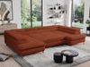 Ecksofa mit Schlaffunktion und verstellbaren Kopfstützen, große U-förmige Ecke - PEDRO U - Orange Plüsch - Topper T25 Bild 4