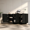 Merax 160cm Sideboard, Kommode, Wohnzimmerschrank, mit 3 Türen, Hochglanz-Aufbewahrung, 6 Ablagefächern und viel Stauraum. Breiter Schrank, Schwarz Bild 2