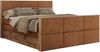 Doppelbett, Boxspringbett mit zwei Multipocket-Matratzen und ein Topper, Bettkästen, Eiche Wotan Holzrahmen, genähtes Kopfteil und Front - ALBERO 2 KING DUO - 140 x 200 cm - Orange Stoff - H4 Bild 4