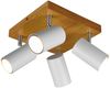 LED Deckenstrahler Weiß mit Holz 4-flammig, Quadrat 22cm Bild 2