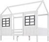 Hausbett 207×97×174 cm – Einzel-/Tagesbett mit 2 Schubladen und Doppelfenster, Massivholz (Kiefer+MDF), Weiß, stabile Konstruktion Bild 4