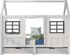 Hausbett 207×97×174 cm – Einzel-/Tagesbett mit 2 Schubladen und Doppelfenster, Massivholz (Kiefer+MDF), Weiß, stabile Konstruktion Bild 2