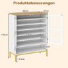 Moderner Holz Schuhschrank mit Maschentüren & Verstellbaren Regalen & Metallbeinen Weiß Bild 2