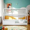 Kinderbett 90x200 cm mit Matratze Bodenbett Hausbett Holzbett Rausfallschutz Montessori Bett Weiß Kleinkinderbett Lattenrost Bild 2