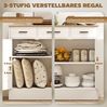 Sideboard 68 x 35 x 90,3 cm mit 2 Schubladen und verstellbarem Regal – weiß/natürliche Holzoptik Bild 5