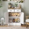 Sideboard 68 x 35 x 90,3 cm mit 2 Schubladen und verstellbarem Regal – weiß/natürliche Holzoptik Bild 3