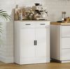 Sideboard 68 x 35 x 90,3 cm mit 2 Schubladen und verstellbarem Regal – weiß/natürliche Holzoptik Bild 2