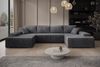 Ecksofa Milo, Sofa mit Schlaffunktion und Bettkasten, Couch U-Form, Cord-Stoff, 348 x 85 x 185 cm, Dunkelgrau Bild 3