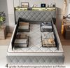 Simurq Polsterbett Stauraumbett 160x200 cm Grau mit LED, USB & 4 Schubladen (Set, Schlafbett, Jugendbett, Komfortbett, ohne Matratze), Polsterbett mit Kopfteilstauraum, Samtbezug & Lattenrost Bild 3