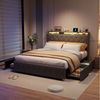 Simurq Polsterbett Stauraumbett 160x200 cm Grau mit LED, USB & 4 Schubladen (Set, Schlafbett, Jugendbett, Komfortbett, ohne Matratze), Polsterbett mit Kopfteilstauraum, Samtbezug & Lattenrost Bild 2