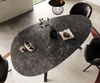 Esstisch Edge Oval 220x120 Keramik Laminam® Nero Greco Anthrazit Zenthara kantig Metall Schwarz Bild 4
