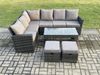 Fimous 8 Seat Outdoor Gartenmöbel-Set Ecksofa Set Terrassen Sofa Tisch Set mit 2 kleine Fußhockern Dunkelgrau gemischt Bild 2